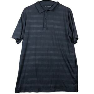 Travis Mathew Mens Shirt Black Striped Casual Golf Polo Stretch Large
